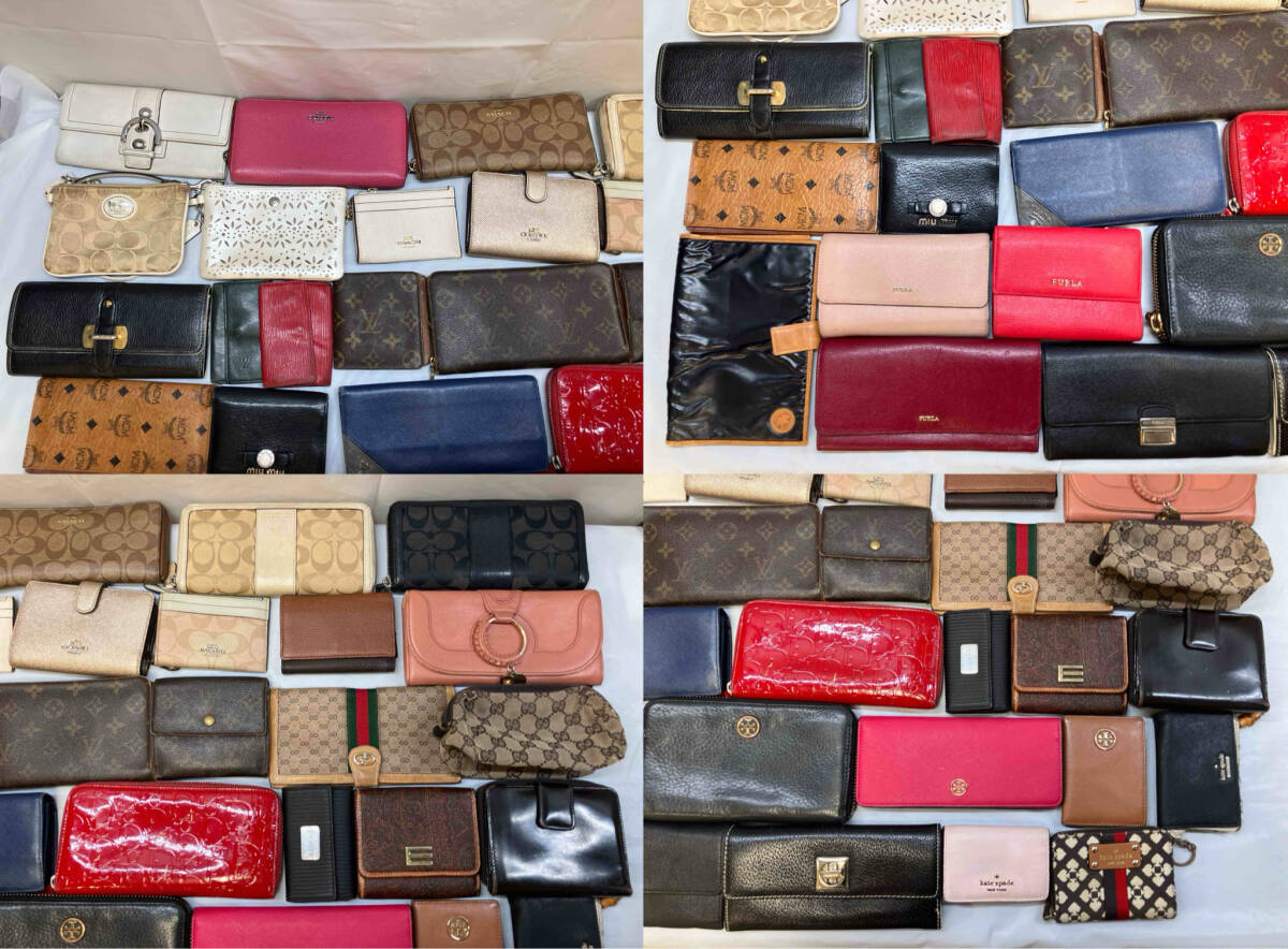 ジャンク 【1円スタート 在庫整理】財布まとめ売り LOUIS VUITTON PRADA GUCCI BVLGARI COACH kate spade ToryBurch キーケース パスケース_画像2