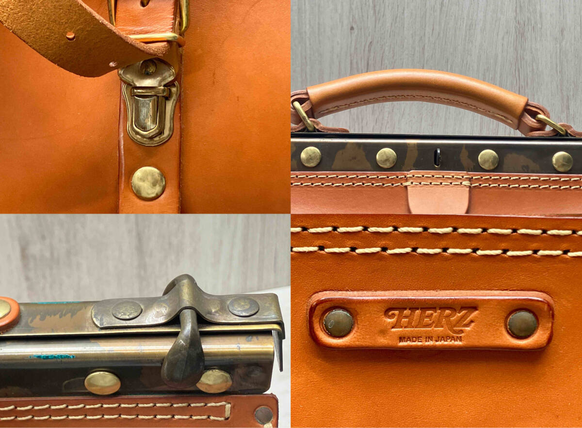 HERZ/ヘルツ ビジネスキットバッグ 2本ベルト ビジネス鞄 パンタフレーム クラシカル 南京錠付 日本製 オリジナルレザー_画像5