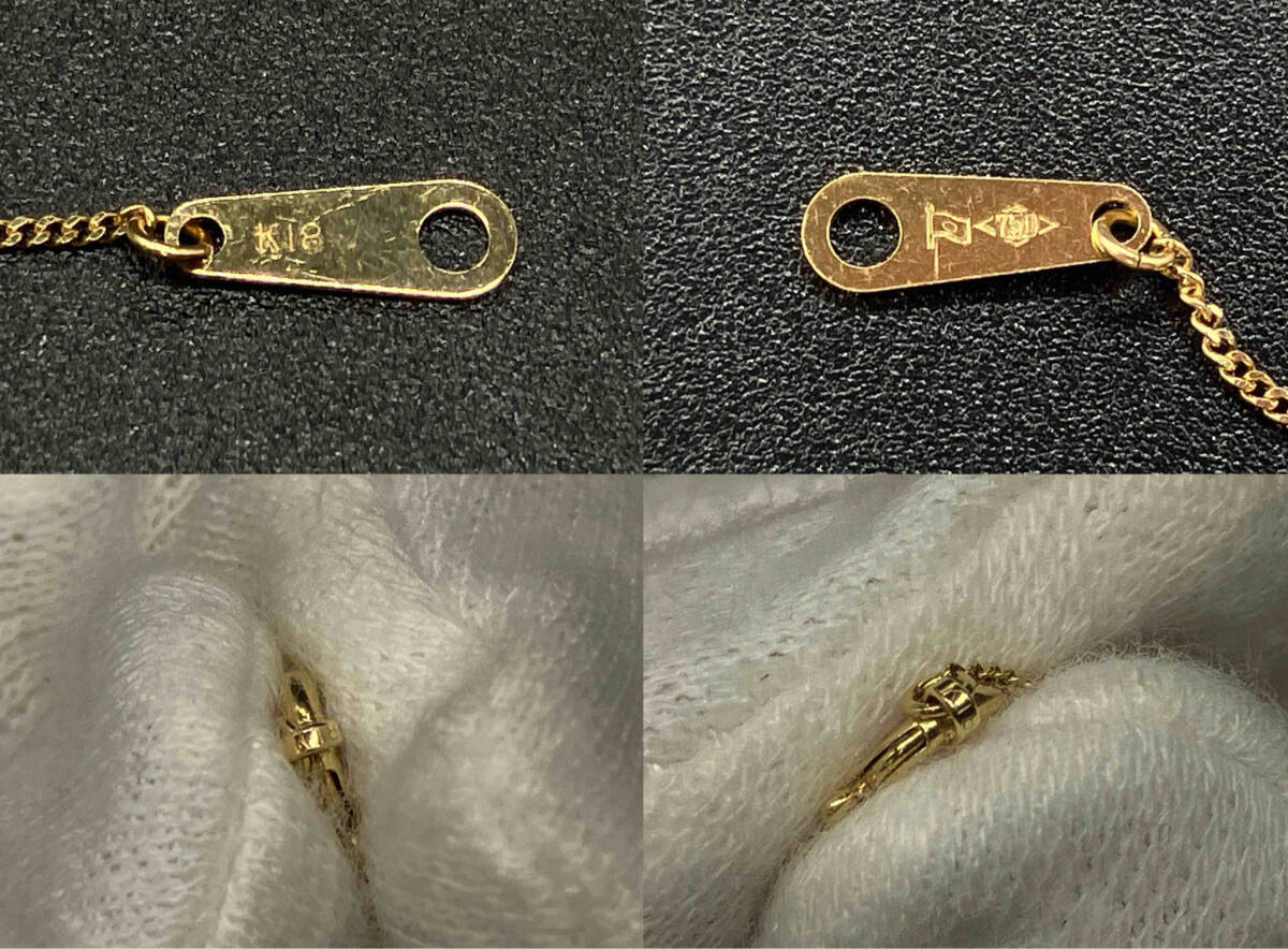 [ прекрасный товар ]K18 750 печать есть примерно 2.0g примерно 41cm Heart камень имеется красный orange . цвет Gold желтое золото женский аксессуары колье 