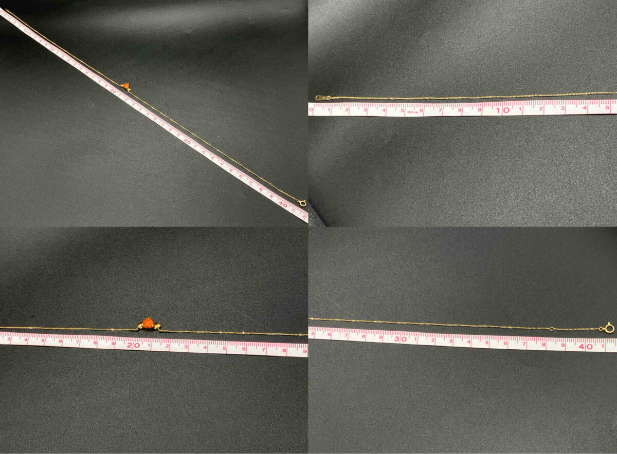 [ прекрасный товар ]K18 750 печать есть примерно 2.0g примерно 41cm Heart камень имеется красный orange . цвет Gold желтое золото женский аксессуары колье 