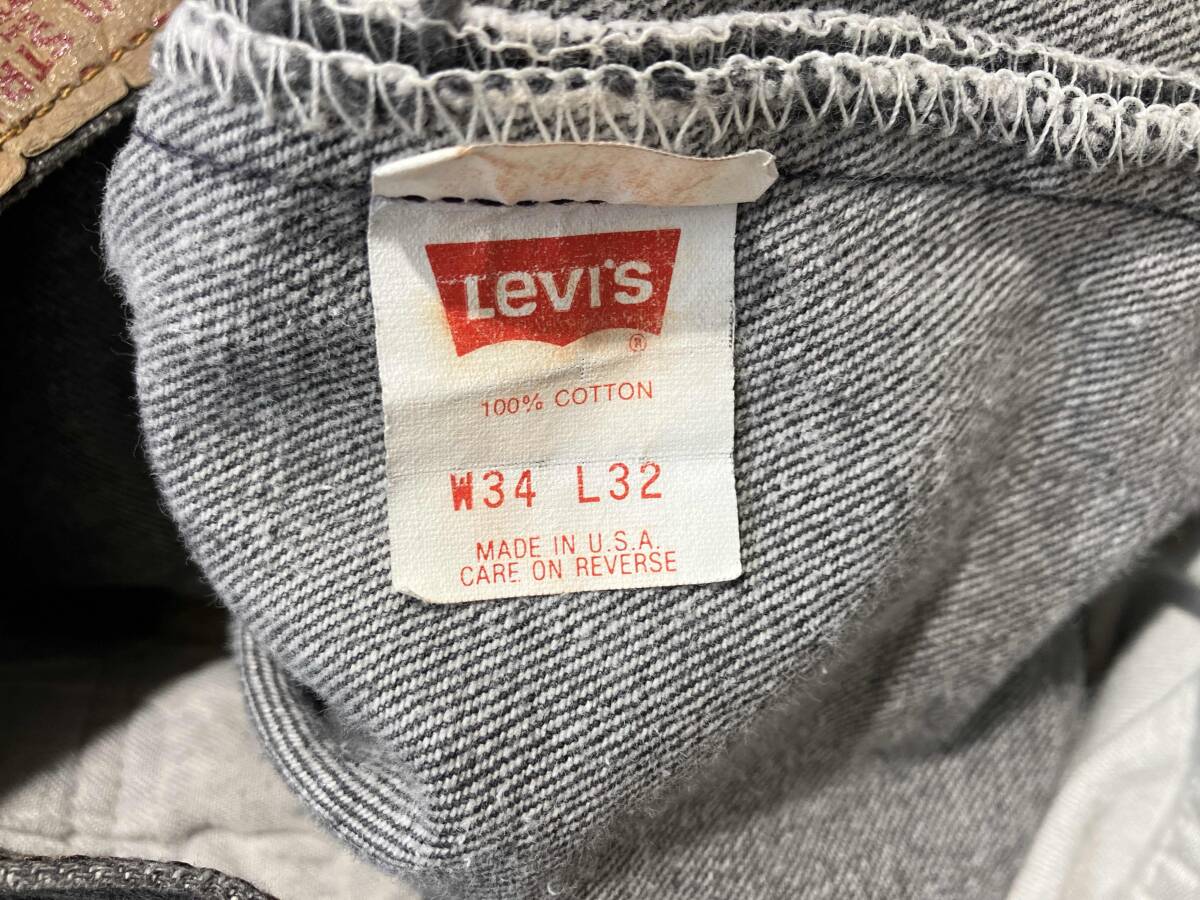 Levi's リーバイス ブラックデニムパンツ ジーンズ W34 L32 501-0658 灰色 グレー メンズ ボタン裏653刻印 USA製 ボタンフライ_画像3