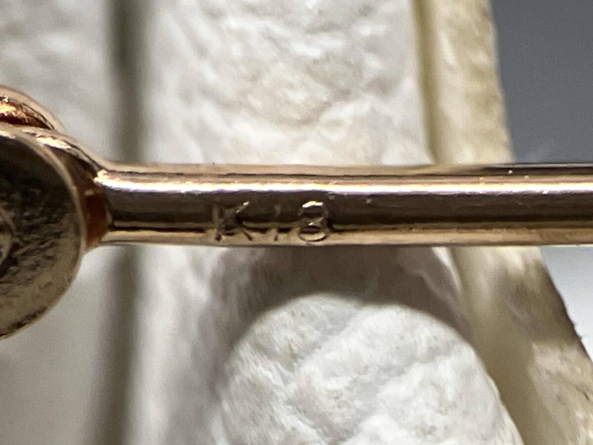 K18 イエローゴールド 総重量1.0g ピアス アクセサリー カラーストーン付き_画像4