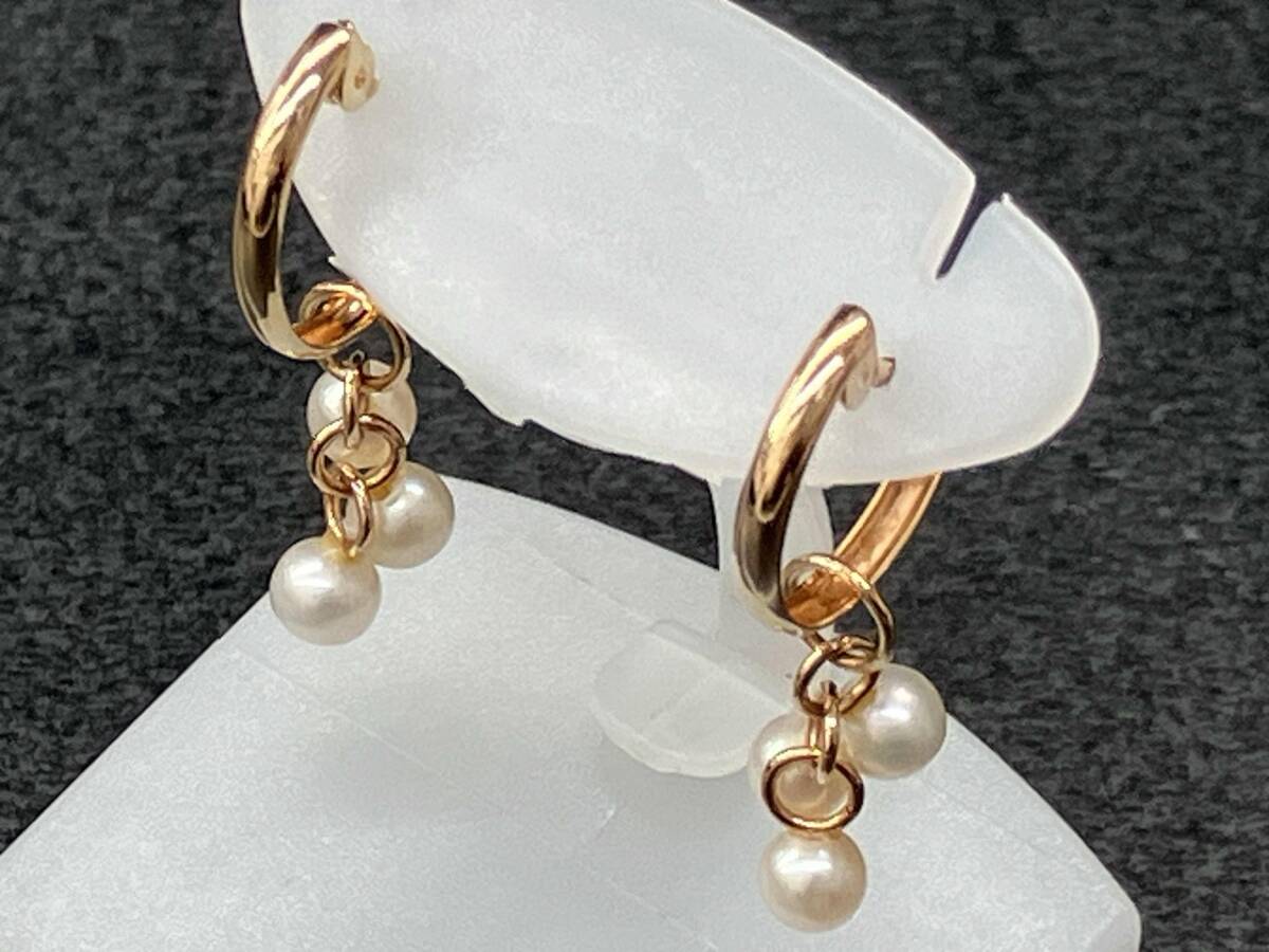 K18 イエローゴールド 総重量1.0g ピアス アクセサリー カラーストーン付き_画像1