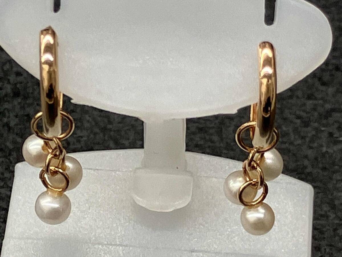 K18 イエローゴールド 総重量1.0g ピアス アクセサリー カラーストーン付き_画像2