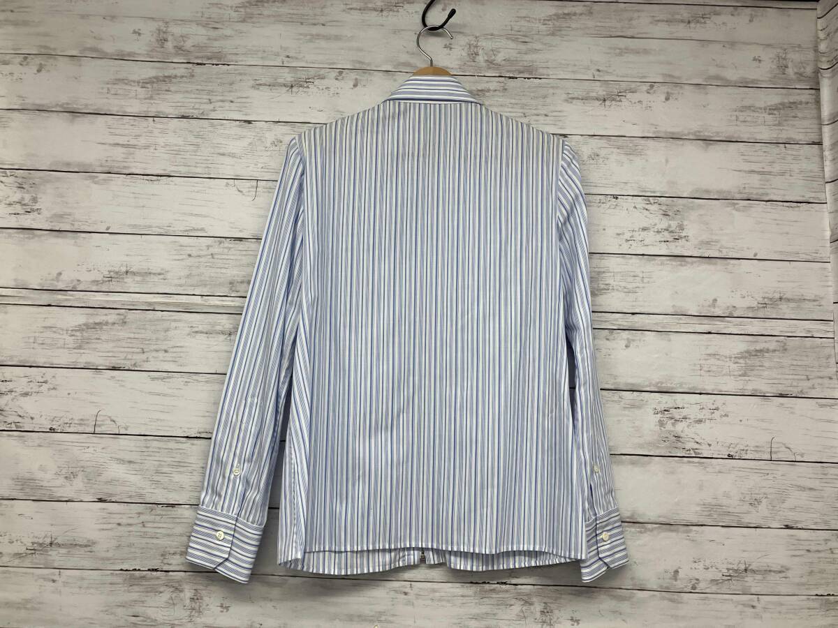 PRADA Prada рубашка с длинным рукавом P495C S191 1TD9| полоса | оборка | голубой × белый 