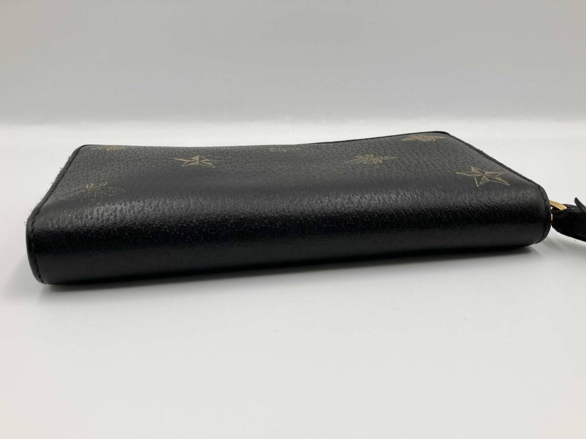 GUCCI グッチ ビー&スター プリントレザー ラウンドファスナー 長財布 ロングウォレット レディース メンズ 黒 ブラック 495062・2149_画像5