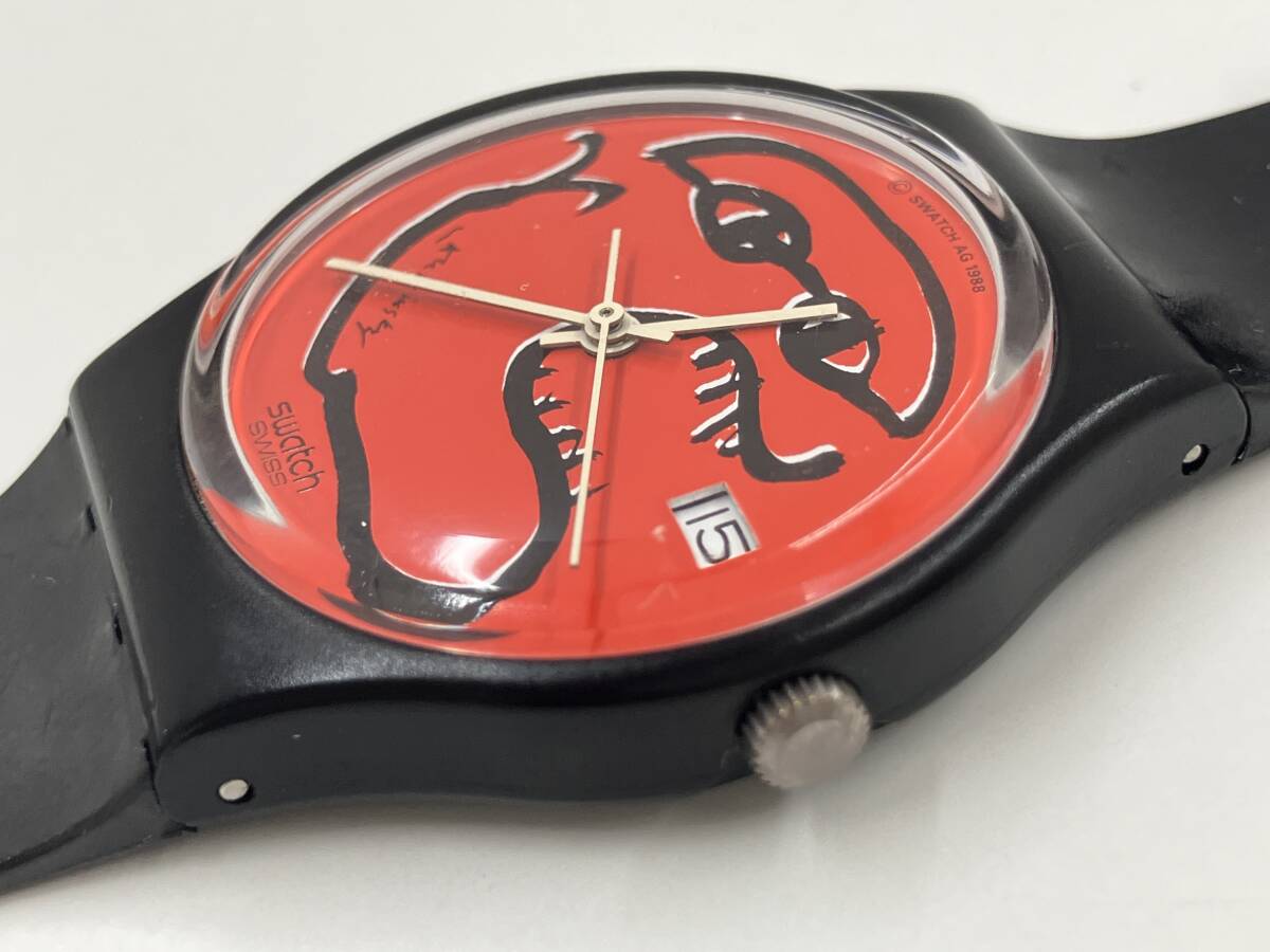 ジャンク Swatch GZ401 La Devoreuse ピエール・アレシンスキー 1988年 クォーツ 腕時計_画像4