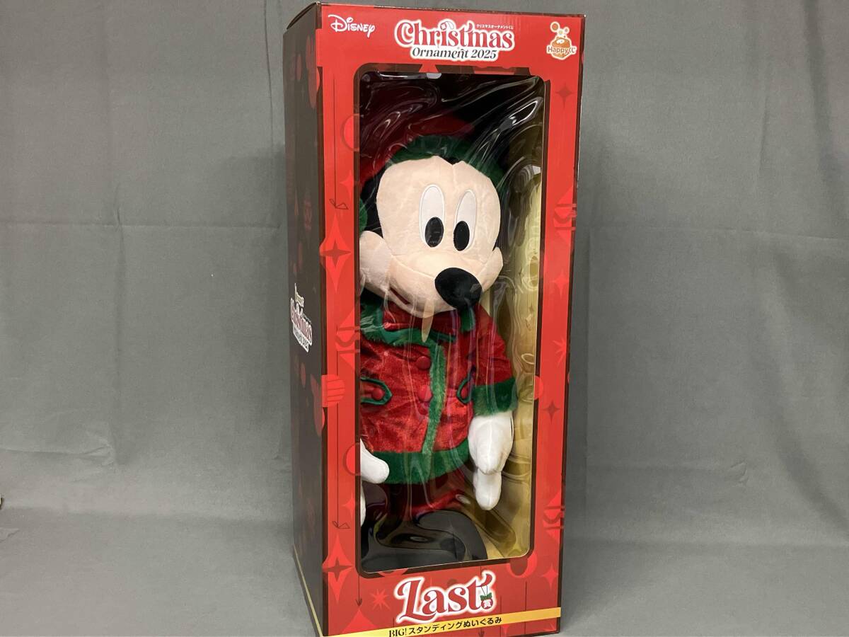 現状品 ディズニー クリスマスオーナメントくじ 2025 Last賞 BIG!スタンディングぬいぐるみ Happyくじ ミッキーマウス_画像1