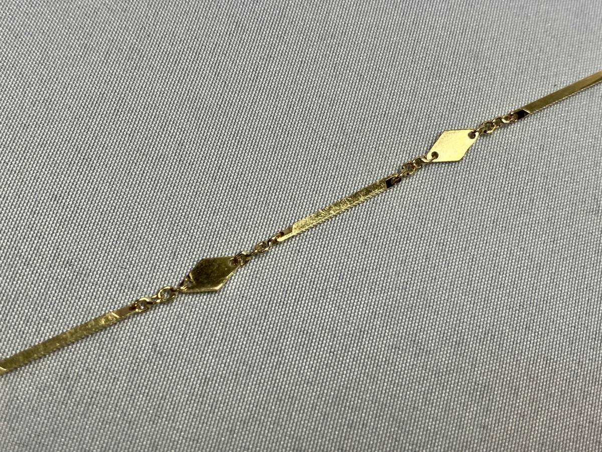 K18 ブレスレット 18.5cm 2.1g 幅0.1-0.4cm ひし形×切子チェーン 引き輪_画像8