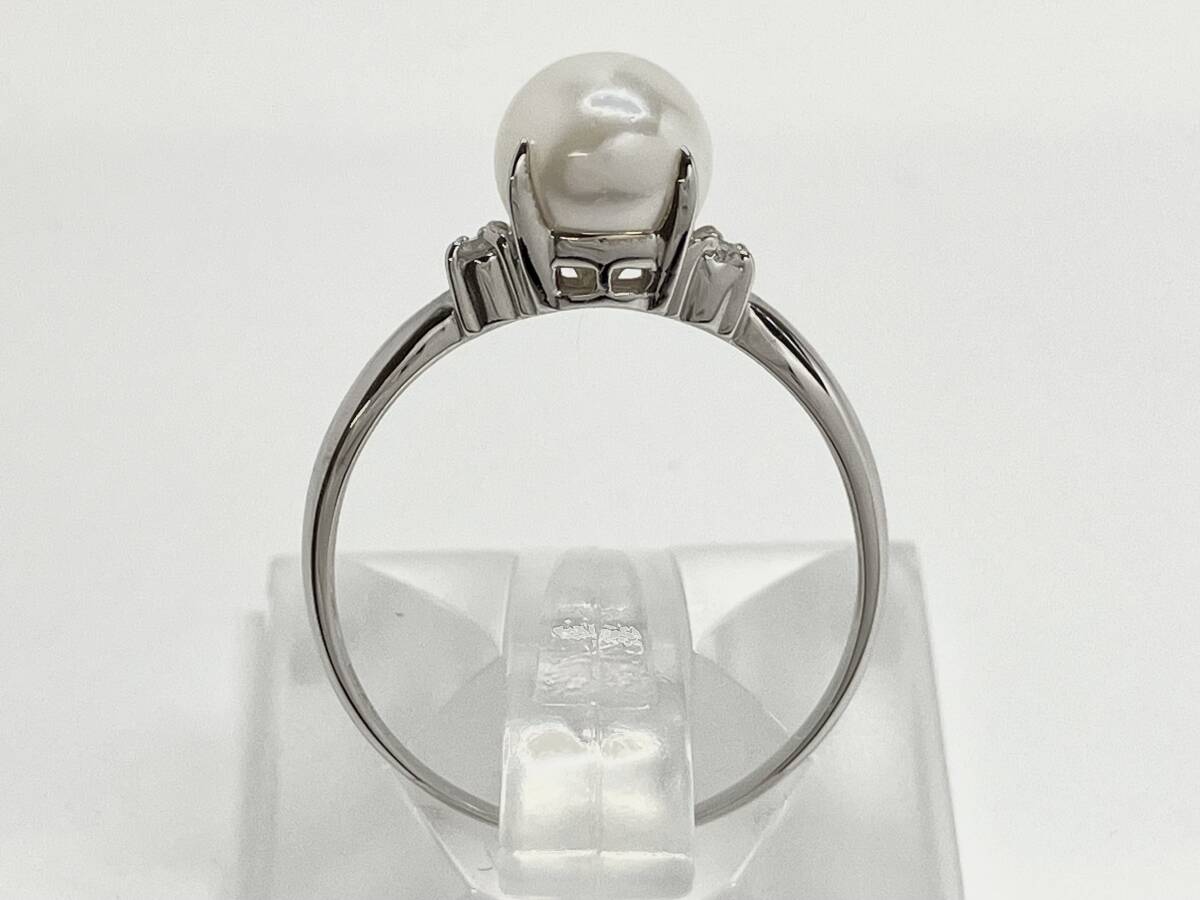 【鑑別書有】 K14WG 真珠 天然ダイヤモンド #12 約1.8g パールリング ゴールド ホワイトゴールド 指輪 レディース アクセサリー_画像4