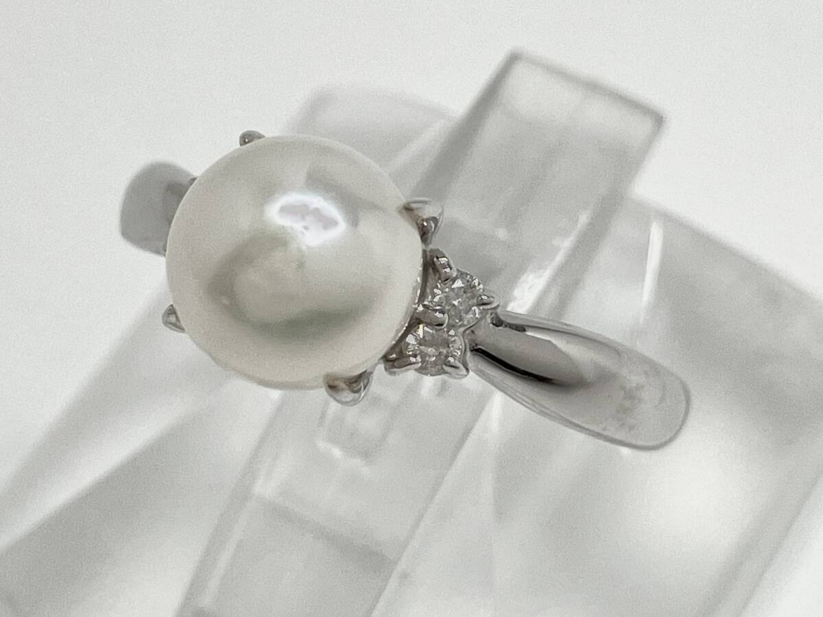【鑑別書有】 K14WG 真珠 天然ダイヤモンド #12 約1.8g パールリング ゴールド ホワイトゴールド 指輪 レディース アクセサリー_画像1