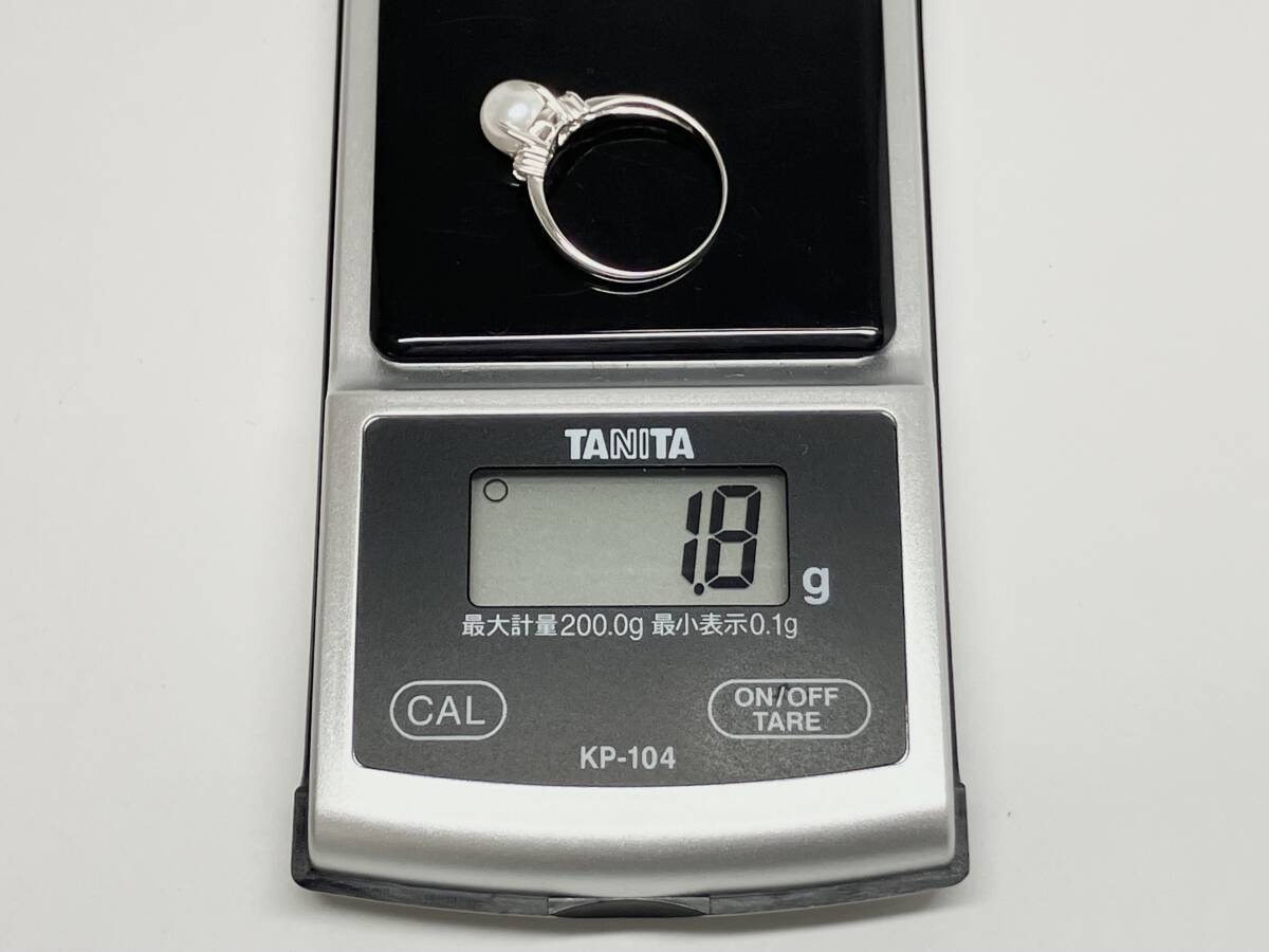 【鑑別書有】 K14WG 真珠 天然ダイヤモンド #12 約1.8g パールリング ゴールド ホワイトゴールド 指輪 レディース アクセサリー_画像6
