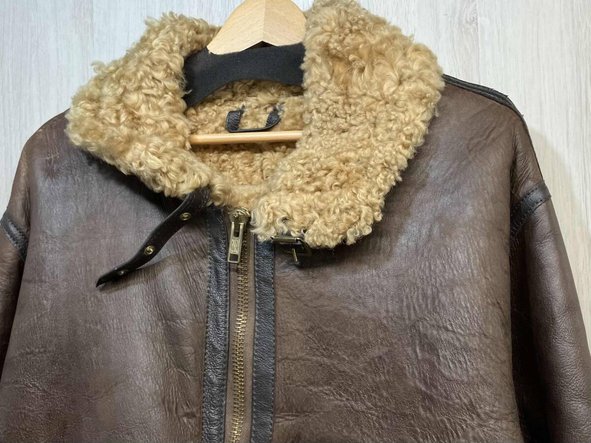 Cirrus 英国製 B-3 本革 レザー ムートン ジャケット シーラス フライトジャケット ジップアップ ブルゾン ブラウス メンズ_画像4