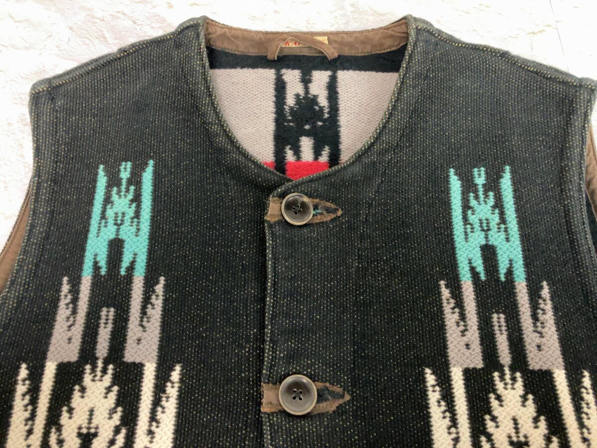 KAPITAL キャピタル ベスト チマヨベスト オルテガネイティブ柄 綿帆布 サイズXL ブラック 店舗受取可_画像4