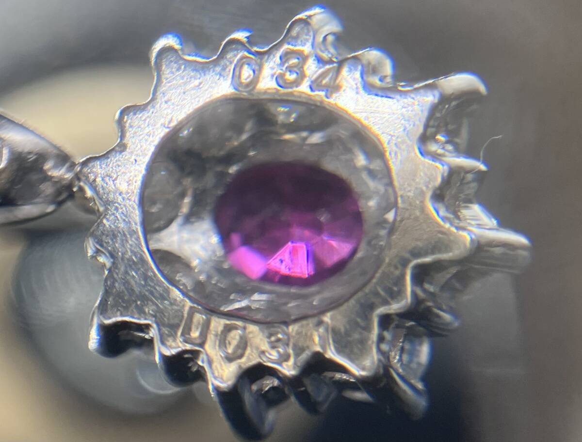 【鑑別書付き】天然ルビー 天然ダイヤモンド Pt900 プラチナ 0.34ct 0.31ct トップ 1.8g 店舗受取可_画像4