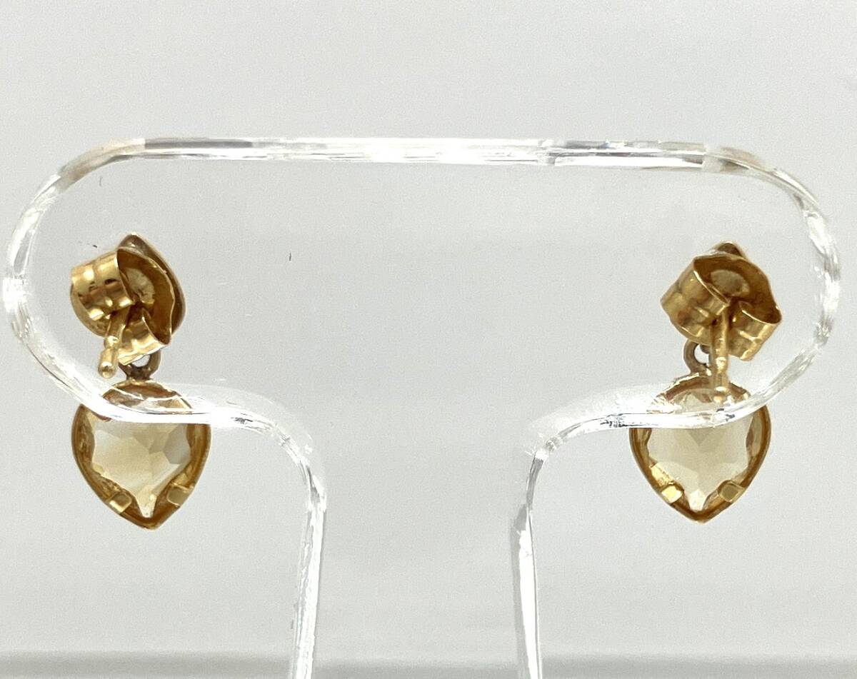 K18 カラーストーン（黄色石） ピアス 約0.7g_画像4