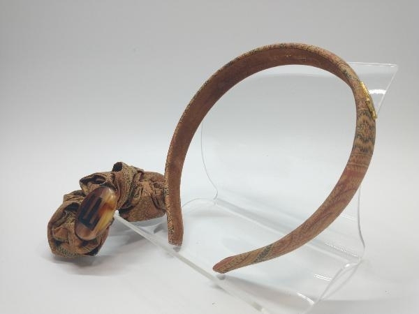 ETRO エトロ ヘアバンド ヘアゴム セット ブラウンカラー ゴールド金具 髪留め ヘアアクセサリー_画像1