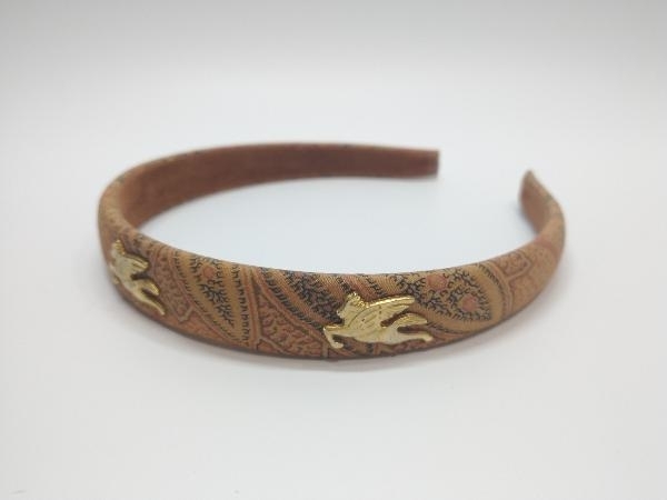 ETRO エトロ ヘアバンド ヘアゴム セット ブラウンカラー ゴールド金具 髪留め ヘアアクセサリー_画像2