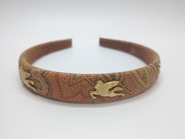 ETRO エトロ ヘアバンド ヘアゴム セット ブラウンカラー ゴールド金具 髪留め ヘアアクセサリー_画像3