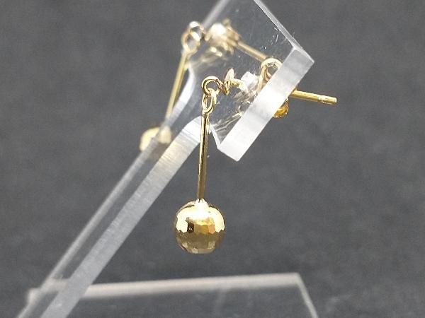 K18 カットボール デザインピアス 0.9g スタッドピアス 18K YG 18金 イエローゴールド 店舗受取可_画像2