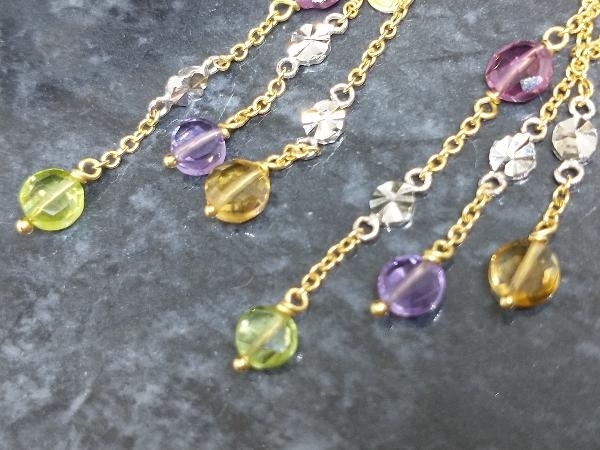 K18 ピアスチャーム カラーストーン 2.3g 垂れ ITALY製 18K YG 18金 イエローゴールド 色石 チャームのみ パーツ 店舗受取可_画像2