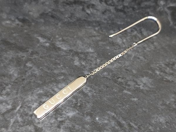 GUCCI グッチ ラリアット チェーン ピアス K18 片耳 フックピアス ロゴ 18金ホワイトゴールド ブランドアクセサリー 店舗受取可_画像2