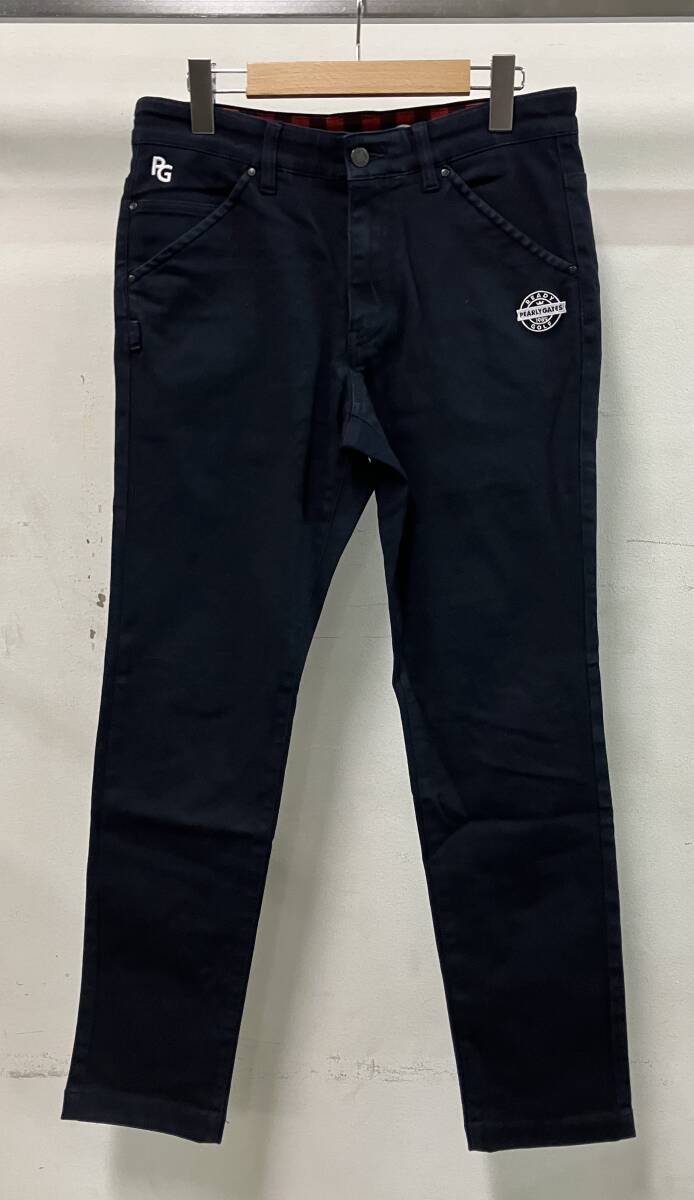 PEARLY GATES パーリーゲイツ ゴルフウェア 053-1231001 ロゴ 綿パン サイズ4 ネイビー_画像1