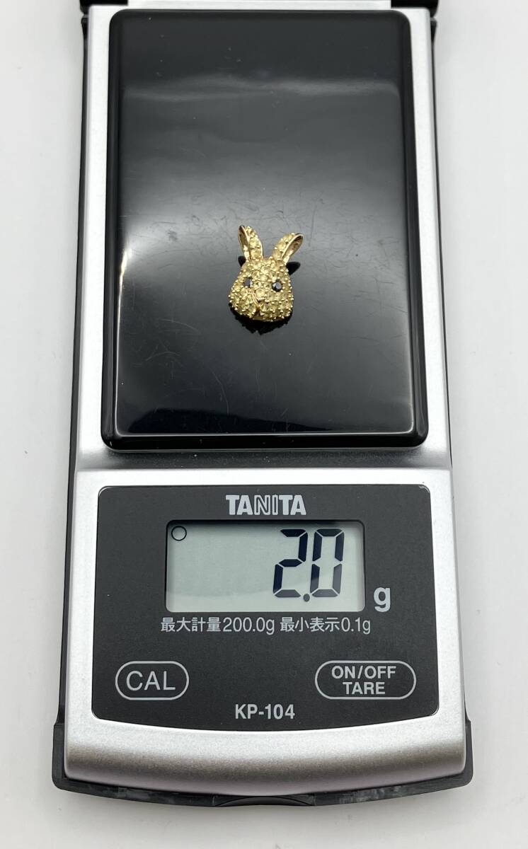 K18 トップ イエローサファイア0.77ct／ダイヤモンド0.04ct／2.0g うさぎ ソーティング付き_画像8
