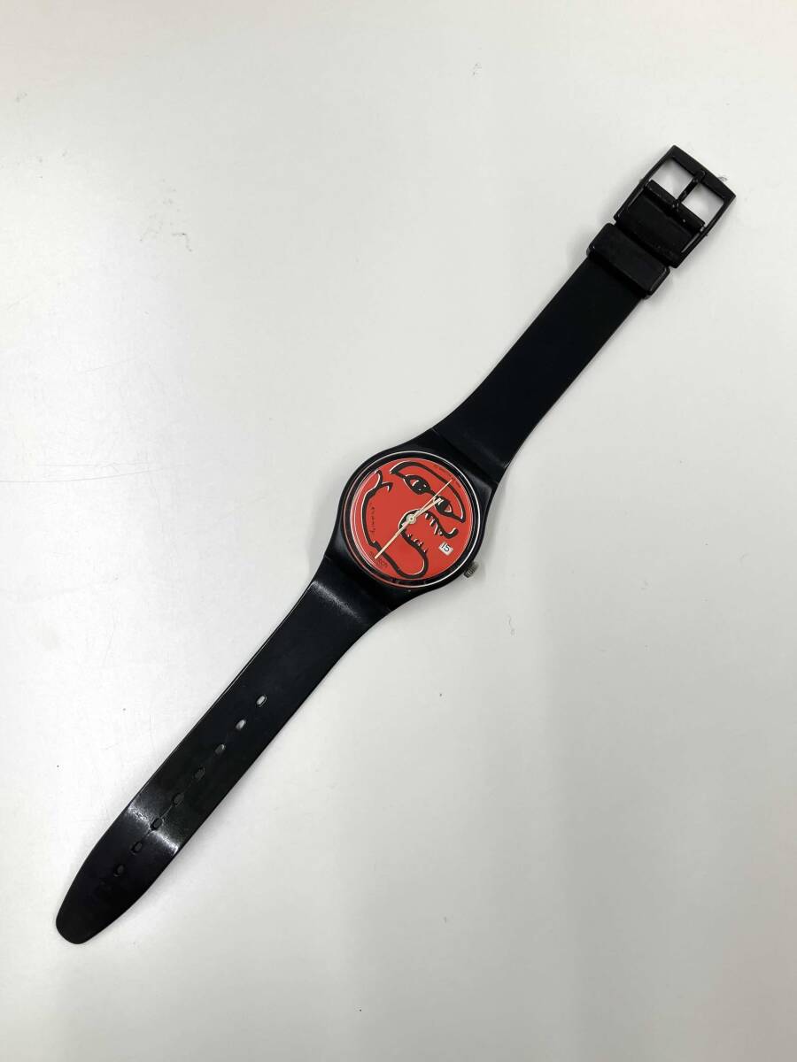 ジャンク Swatch GZ401 La Devoreuse ピエール・アレシンスキー 1988年 クォーツ 腕時計_画像2