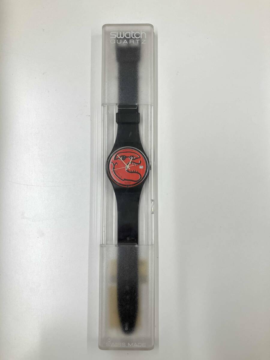 ジャンク Swatch GZ401 La Devoreuse ピエール・アレシンスキー 1988年 クォーツ 腕時計_画像6