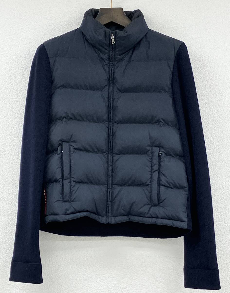 PRADA プラダ ニット切替ジャケット ネイビー系 SMC434 サイズ50 ダウン ニット 店舗受取可_画像1