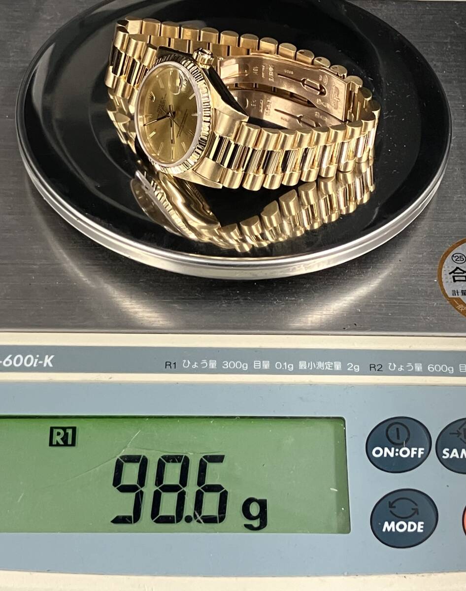 稼働品 OH済み ROLEX ロレックス 68278 デイトジャスト 18K 総重量約 98.6g 金無垢 自動巻き 腕時計 付属品付き_画像8