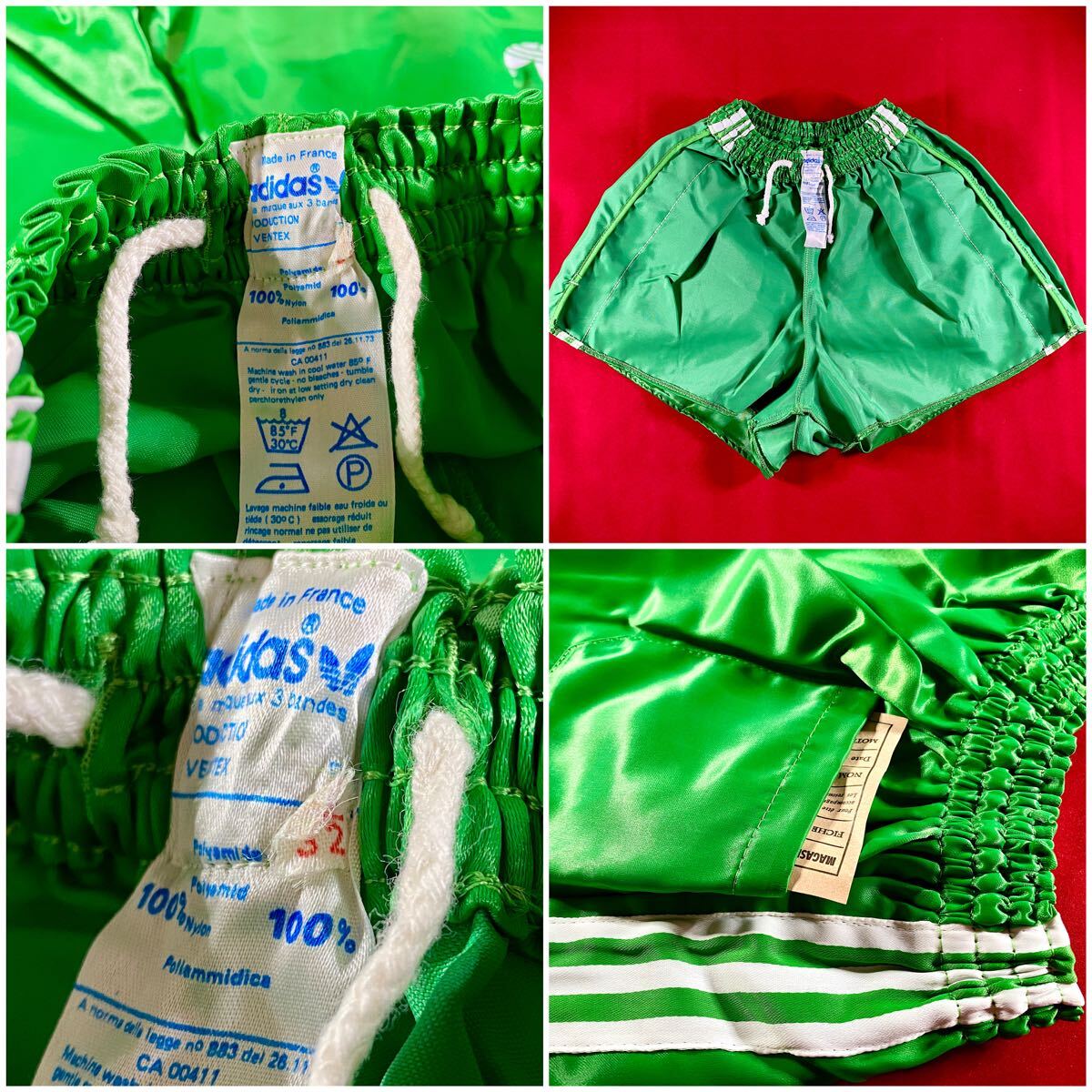 レア貴重 80’s adidas VENTEX フランス製 ポリアミド ナイロン サッカー ショートパンツ 80アディダス ヴィンテージ ラグビー 短パン 新品_画像7