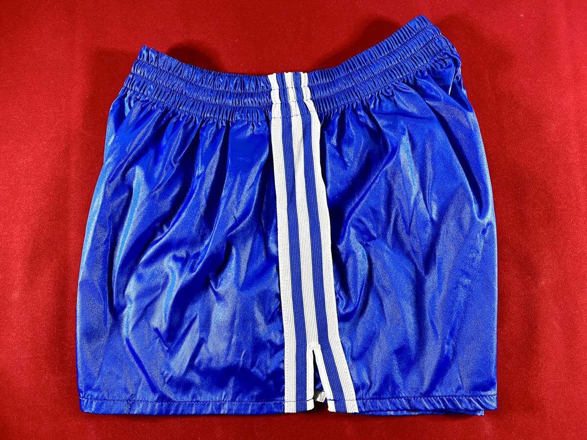 貴重 80’s adidas ナイロン ショート サッカーパンツ M ブルー×ホワイト 西ドイツ アディダス デサント デッドストック ヴィンテージ_画像4