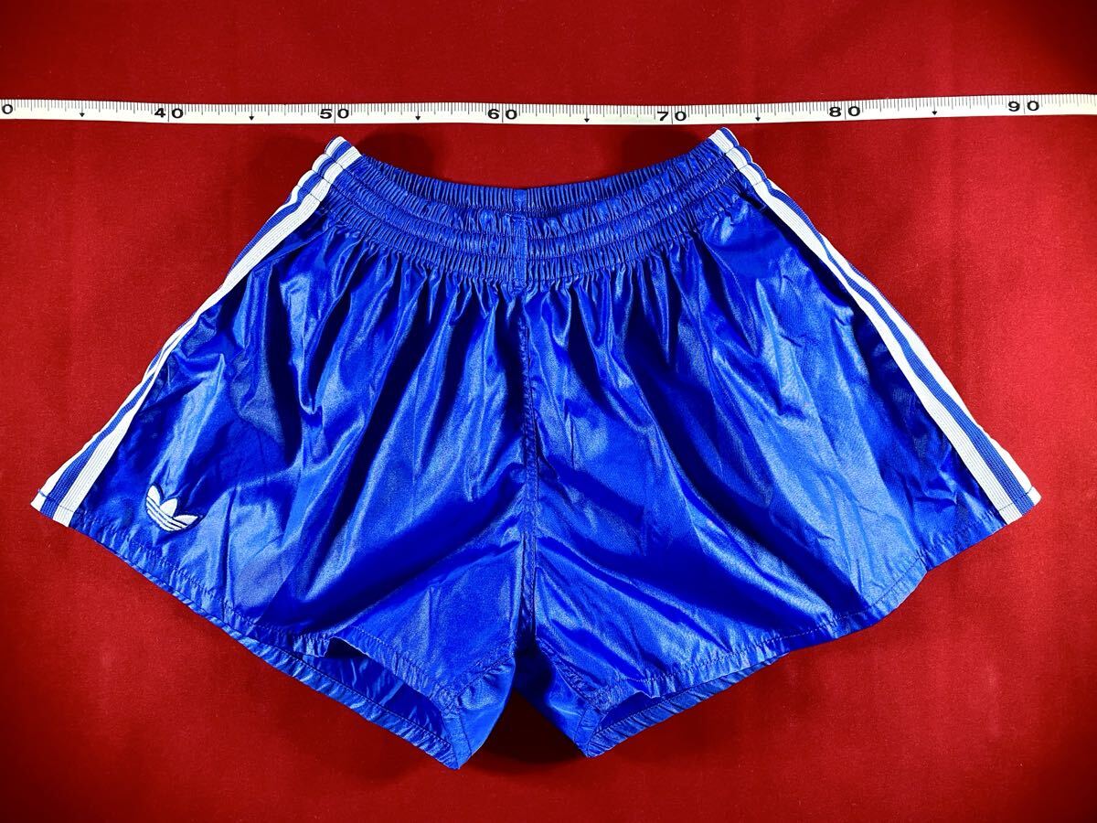 貴重 80’s adidas ナイロン ショート サッカーパンツ M ブルー×ホワイト 西ドイツ アディダス デサント デッドストック ヴィンテージ_画像10