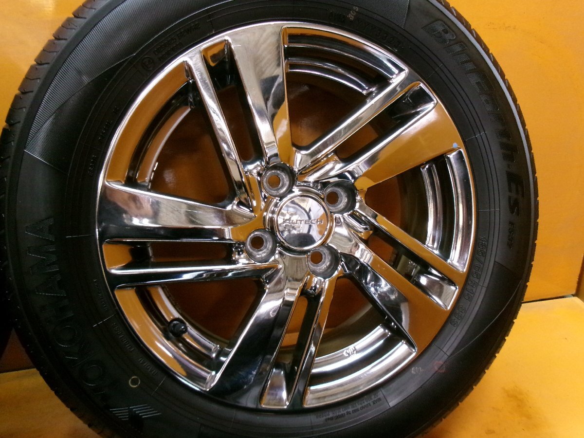 ☆スピスタ☆タイヤホイール 日産 AUTECH メッキ オーテック ノート 4本 15インチ 5.5J +40 100-4 185/65R15 R151632 中古 23_画像2