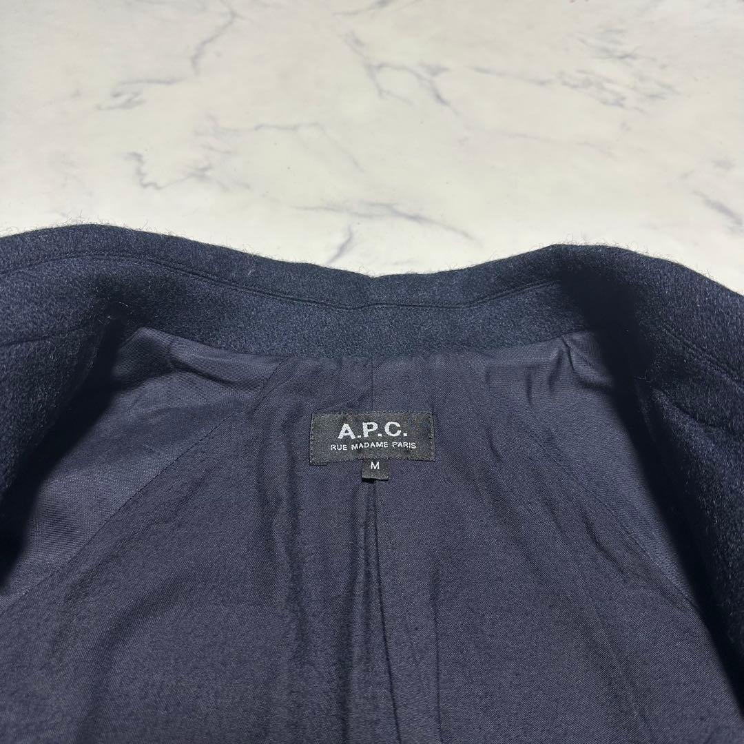 美品 希少 A.P.C ダブルチェスターコート ネイビー 紺 ウール サイズM メイドインフランス Jules Tournier Paris アーペーセー _画像5