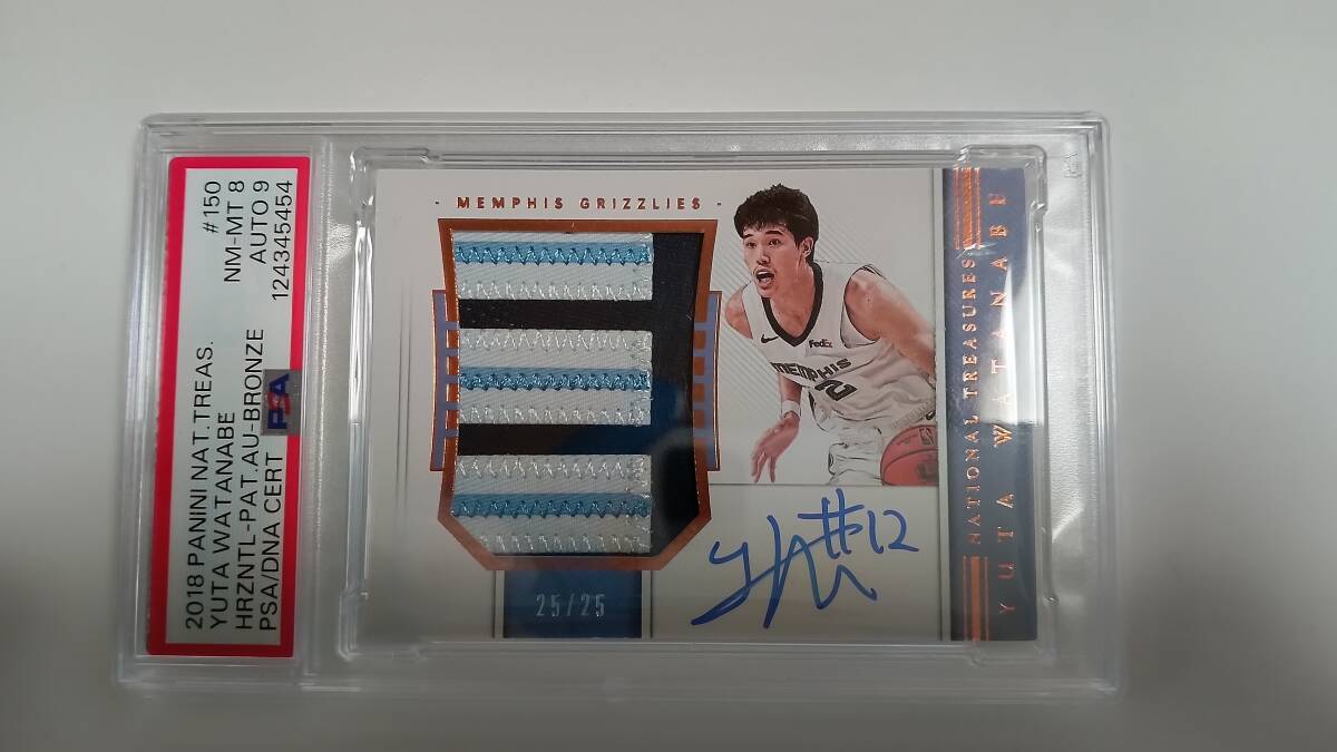 PSAデュアル鑑定済■渡邊雄太 Yuta Watanabe 2018-19 Panini National Treasures★25番/25枚限定 ラストナンバー★グリズリーズ 直筆サイン_画像1