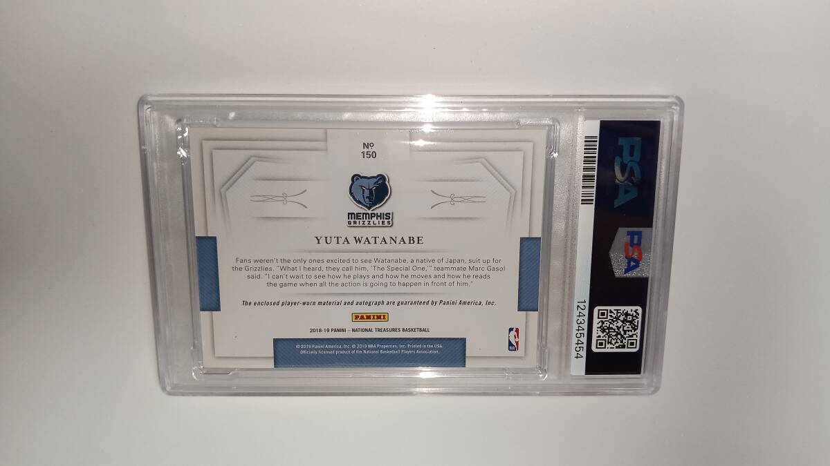 PSAデュアル鑑定済■渡邊雄太 Yuta Watanabe 2018-19 Panini National Treasures★25番/25枚限定 ラストナンバー★グリズリーズ 直筆サイン_画像3
