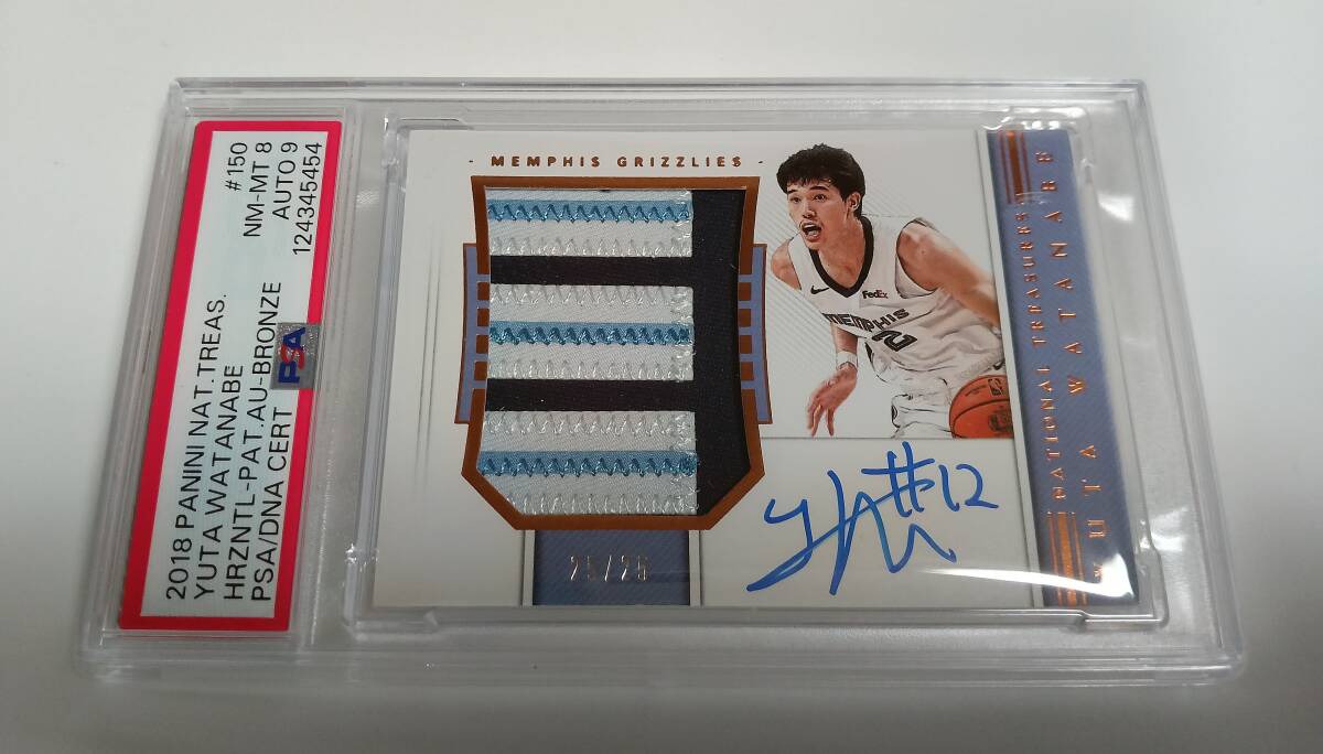 PSAデュアル鑑定済■渡邊雄太 Yuta Watanabe 2018-19 Panini National Treasures★25番/25枚限定 ラストナンバー★グリズリーズ 直筆サイン_画像2