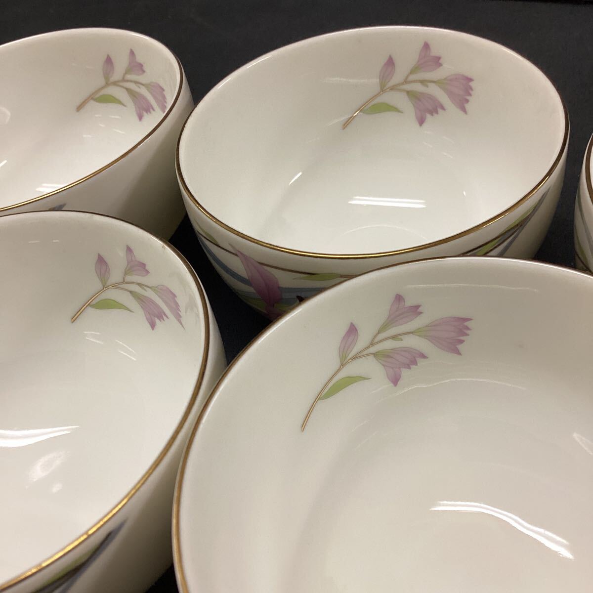 洋ラン　煎茶揃　10客　飛翔 湯呑　湯呑み　 和食器 食器 花柄　金彩_画像3