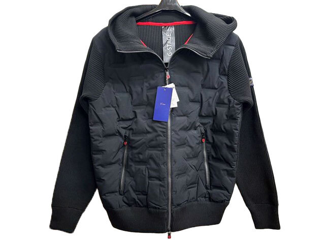 未使用新品/紙タグ付き G-stage/ジーステージ シームレスフロントダウンニットコンビフードブルゾン 20900円 L(48) ブラック_画像1
