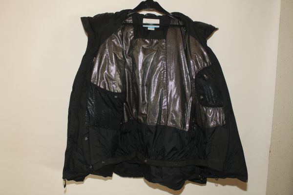 4220*M-L：コロンビア、黒、フード付きダウンジャケット、裏オムニヒート生地、良品_画像1