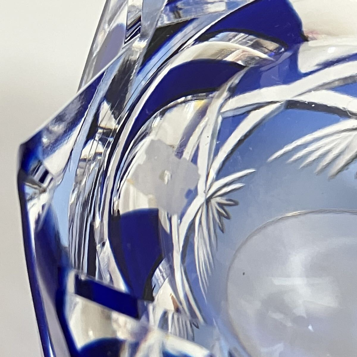 TA■ 未使用 KAGAMI CRYSTAL カガミクリスタル 切子 ロックグラス ブルー 青 食器 酒器 グラス 切子グラス ガラス 日本製 アルコールグラス_画像7