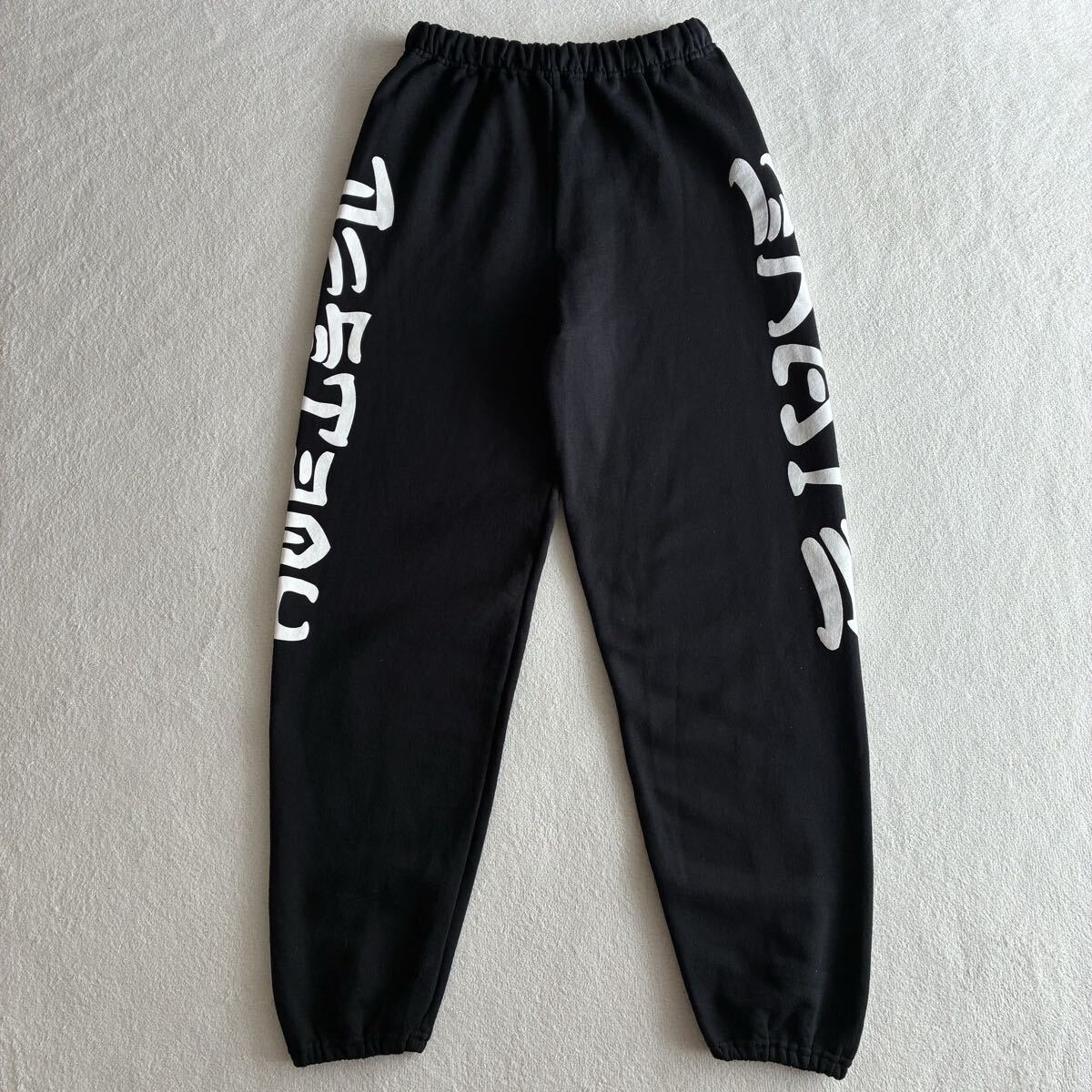 90s THRASHER SKATE AND DESTROY USA製 スラッシャー スケートアンドデストロイ スウェットパンツ サイドプリント S オールドスケート 黒_画像1