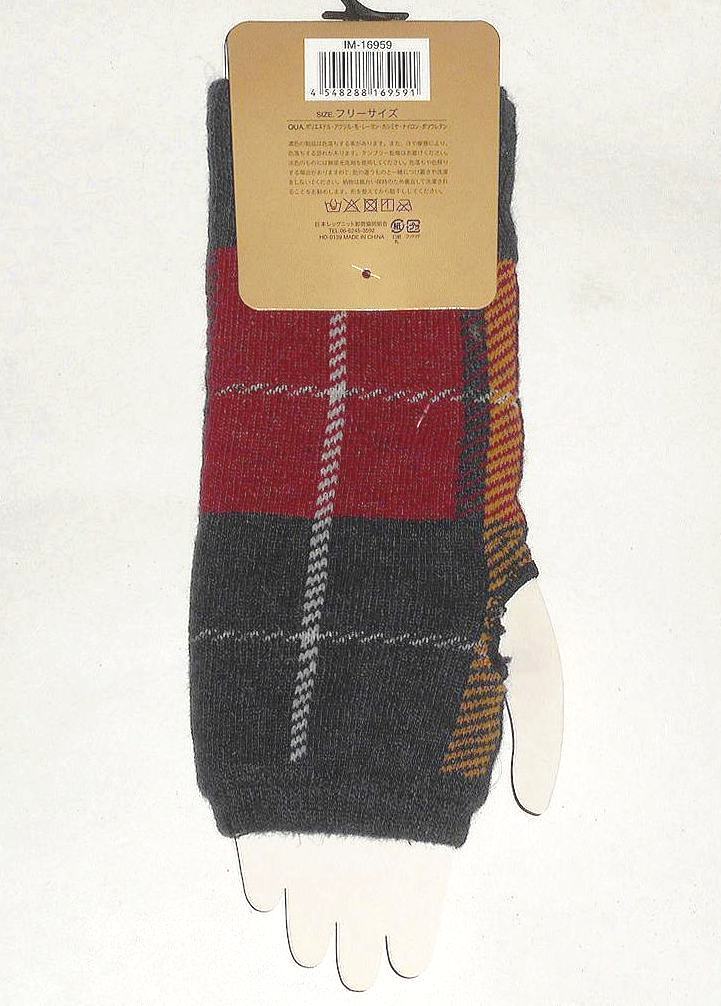 未使用品★カシミア混 チェック柄 ハンドウォーマー/ アームウォーマー ＊指なし手袋★フリーサイズ★パソコンやスマホ操作も快適_画像6