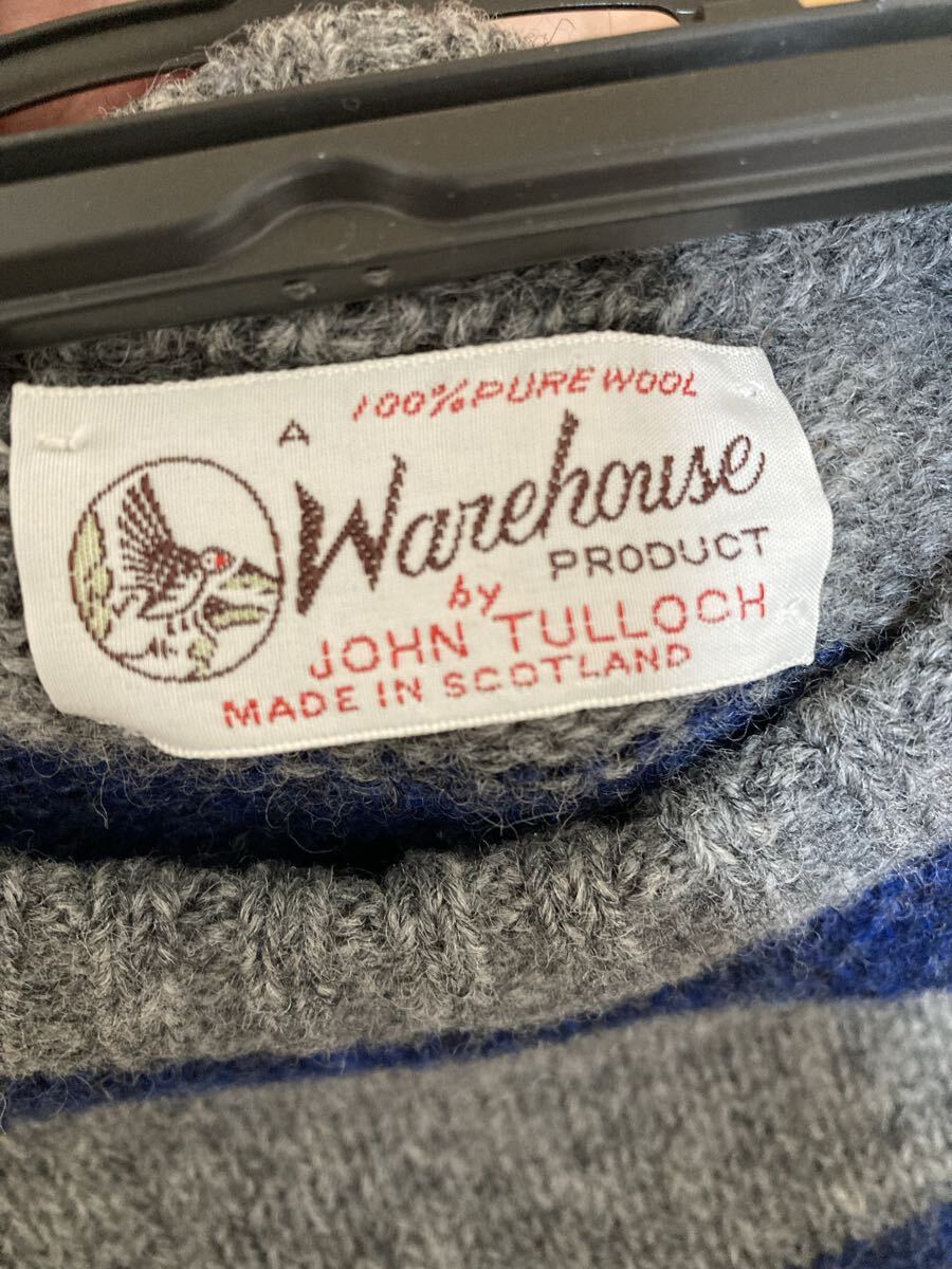 WAREHOUSE別注 JOHNTULLOCH ボーダークルーネックセーター　L_画像3