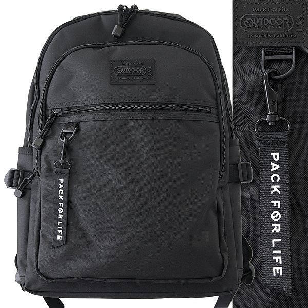 新品 OUTDOOR PRODUCTS 撥水 2ルーム ラウンド バックパック 32L 黒/黒 【K23918】 15.6インチPC アウトドアプロダクツ リュックサック_画像1