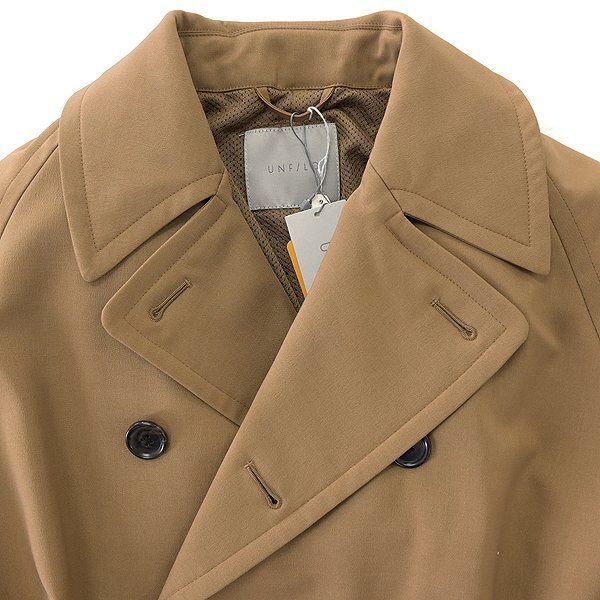 新品 ONWARD アンフィーロ 起毛裏地 OCTA 撥水 ウール ライク トレンチ コート XL 茶 【J50840】 秋冬 メンズ UNFILO ギャバジン ベージュ_画像4
