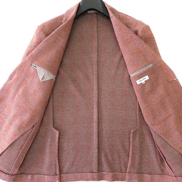 新品 5.2万 ミラショーン ウール混 ジャージー アンコン ジャケット 48(L) 赤 【J54600】 秋冬 メンズ ニット グレンチェック ブレザー_画像3